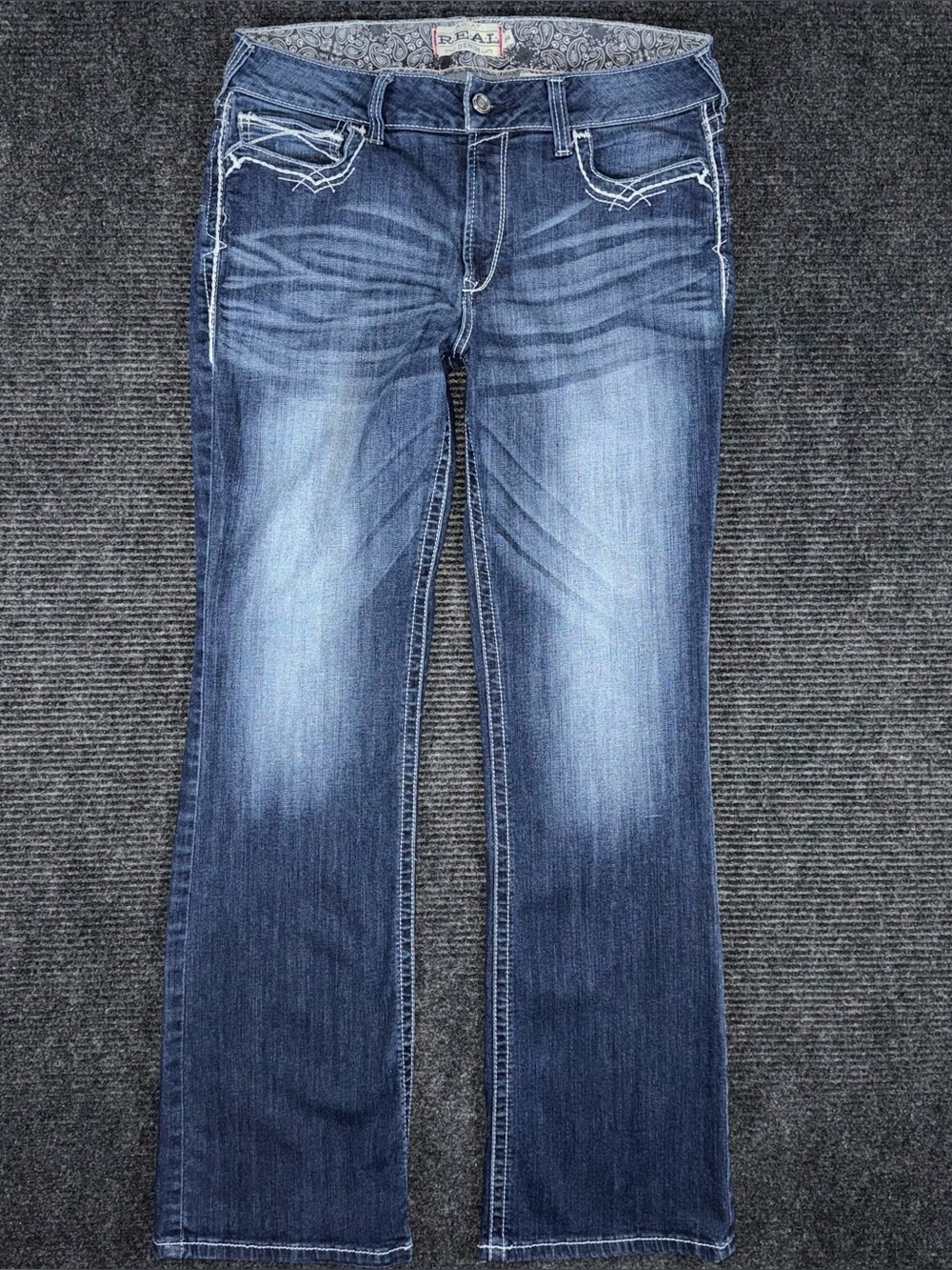 Ariat REAL Mid Rise Stretch Entwined Boot Cut Jean Sz 34 LONG (34x34.5) 10017510